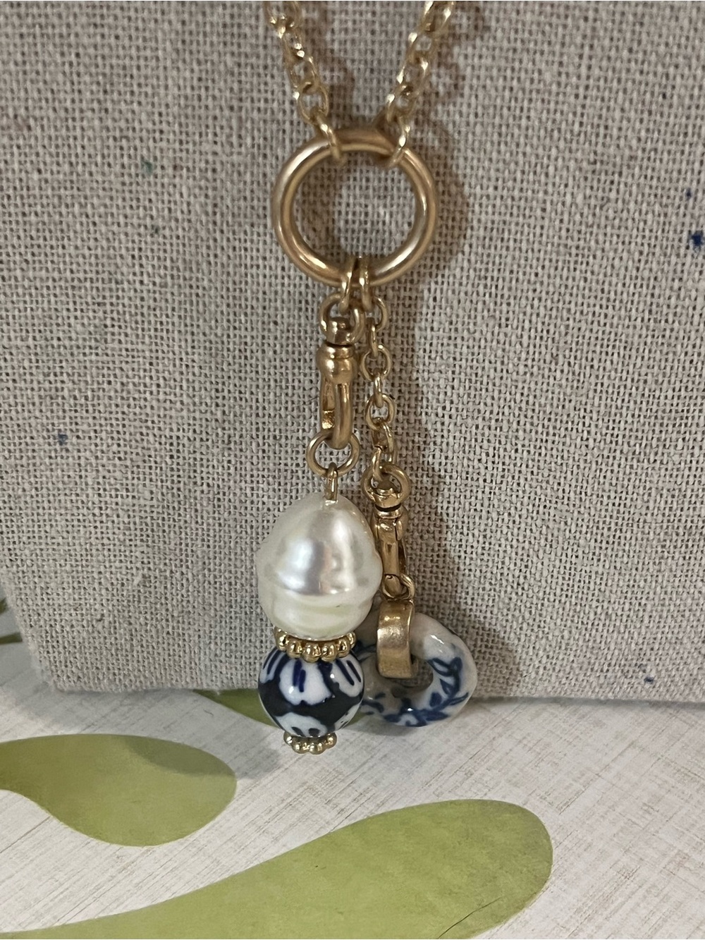 Patricia Nash Gold-Tone Necklace with Pearl and Navy Bead Charms - Picture 2 of 7